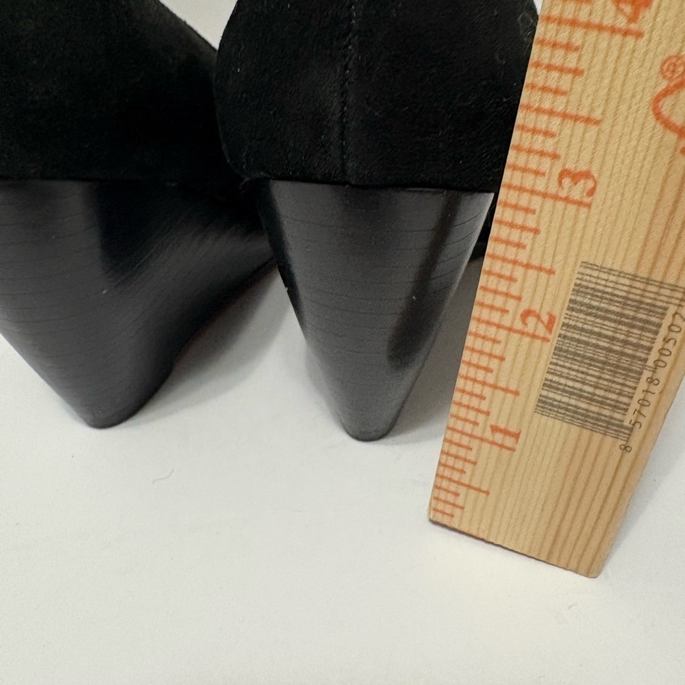 Cole Haan Lainey Ballet Black Suede Wedge Dress Heels w Nike‎ Comfort Sole Round - Picture 7 of 11